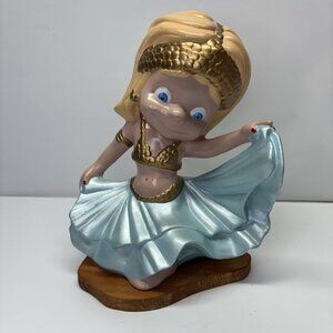 Belly Dancer Smiley Blond Girl Ceramic Atlantic Mold 12" Tall Glitter Uncommon